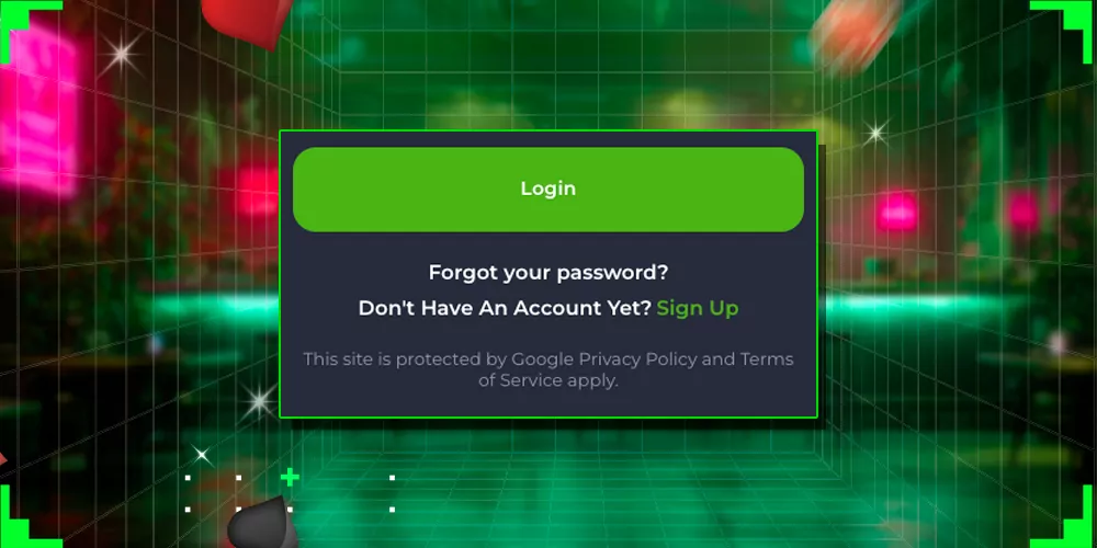 Button for confirming your login and going to your personal account