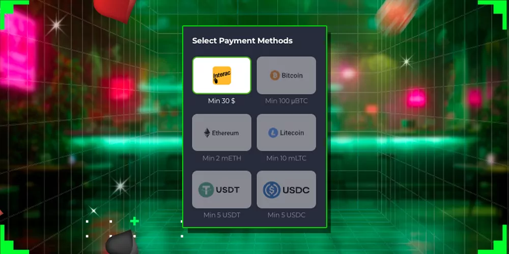 Select a deposit method