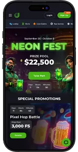 Screen of the neon fest in an app