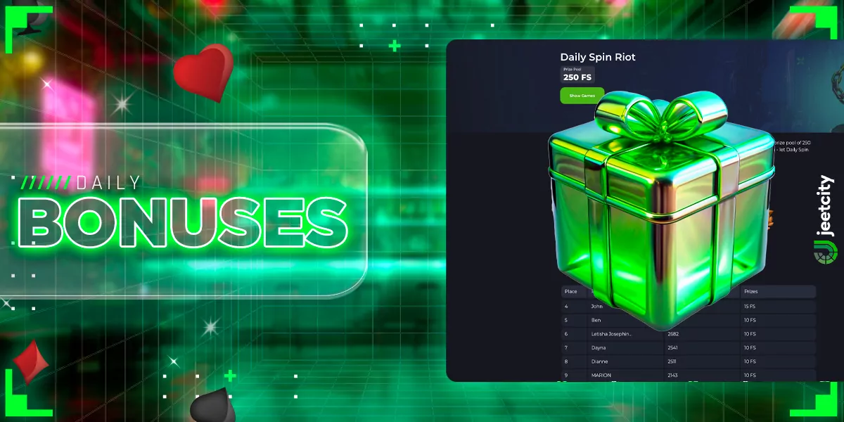 Generous daily bonuses from JeetCity